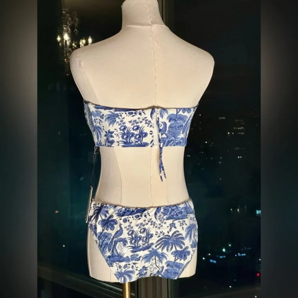 🆕 STAUD 🧿 NWT Blue Toile Bikini Set, Mala Top & Corsage Bottom - Sz L - Blue - Picture 7 of 16